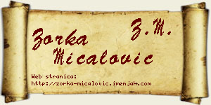 Zorka Mićalović vizit kartica